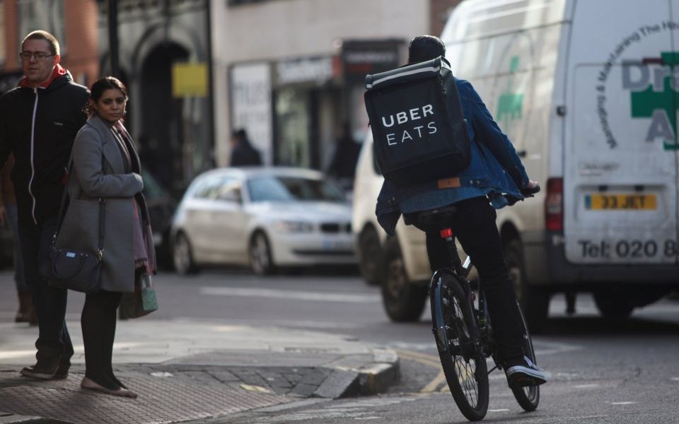 Uber Eats strike Drivers protest over pay, blocking east London roads