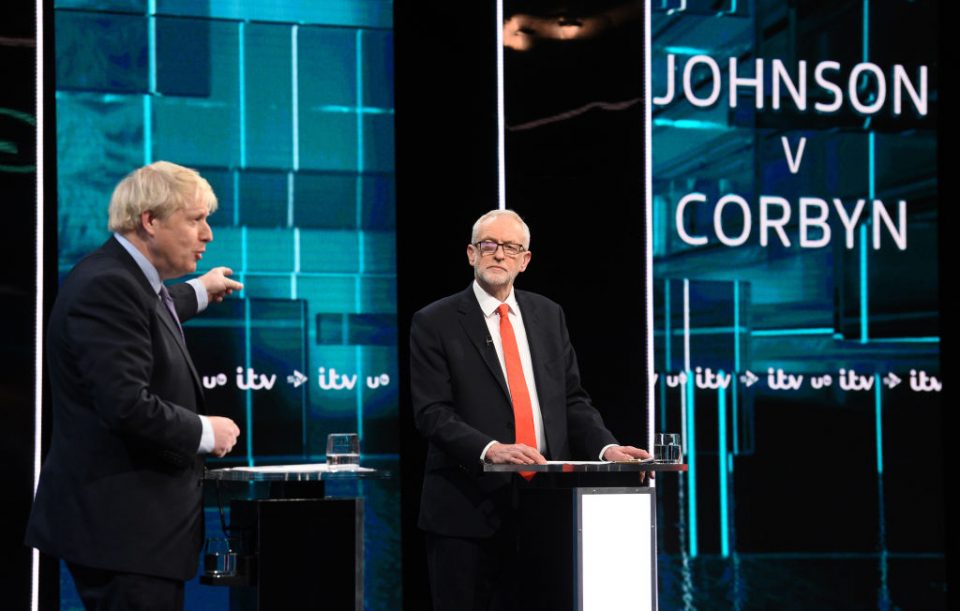 Jeremy Corbyn and Boris Johnson take part in an ITV leaders' debate