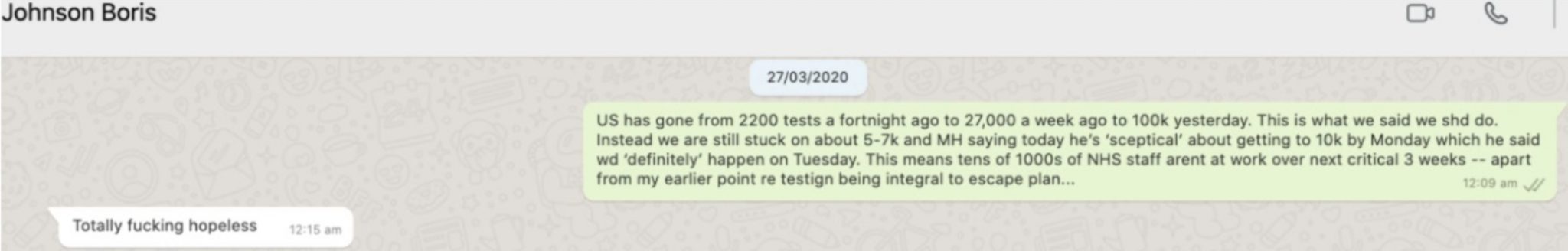 Leaked Text Messages Boris Johnson Called Matt Hancock Totally F