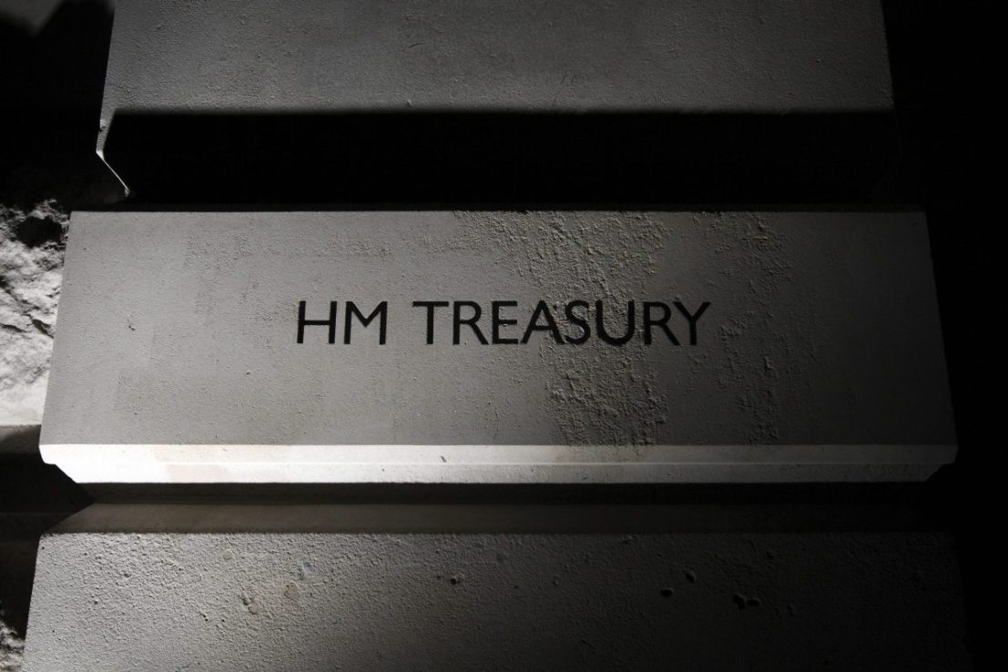 The sign on the HM Treasury on Horse Guards