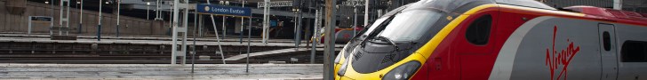 A Virgin train stands at Euston station