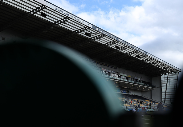 WORCESTER, ENGLAND - MARCH 12: A general view of Sixways Stadium prior to kick off of the Gallagher Premiership Rugby match between Worcester Warriors and Exeter Chiefs at Sixways Stadium on March 12, 2022 in Worcester, England. (Photo by Ryan Hiscott/Getty Images)