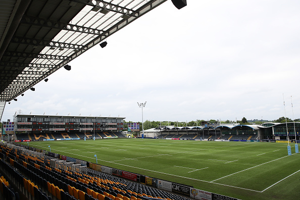 WORCESTER, ENGLAND - JUNE 04: General view inside the stadium prior to the Gallagher Premiership Rugby match between Worcester Warriors and Bath Rugby at Sixways Stadium on June 04, 2022 in Worcester, England. (Photo by Marc Atkins/Getty Images)