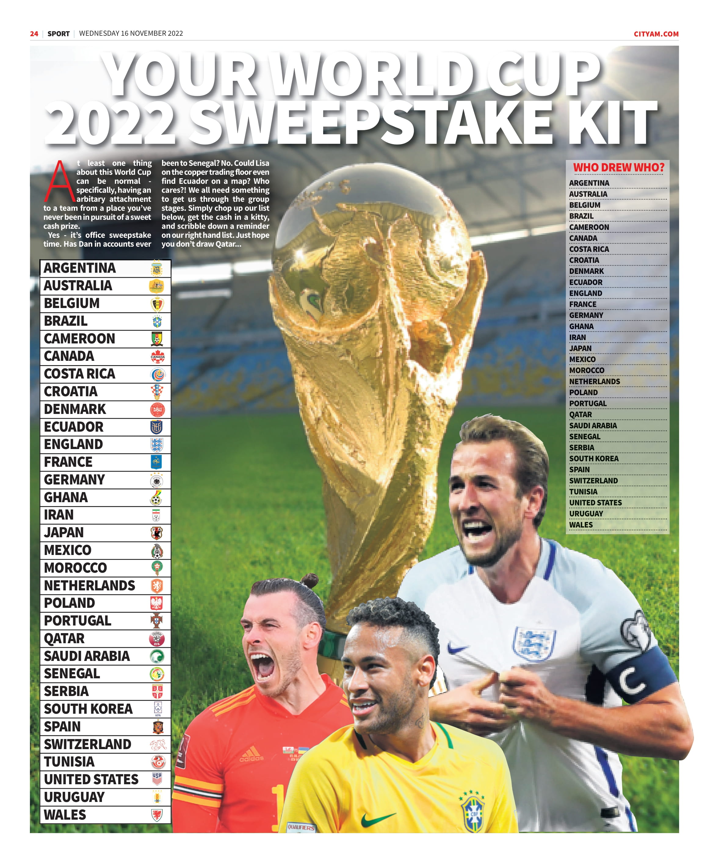 In it to win it Download your office World Cup sweepstake kit City AM