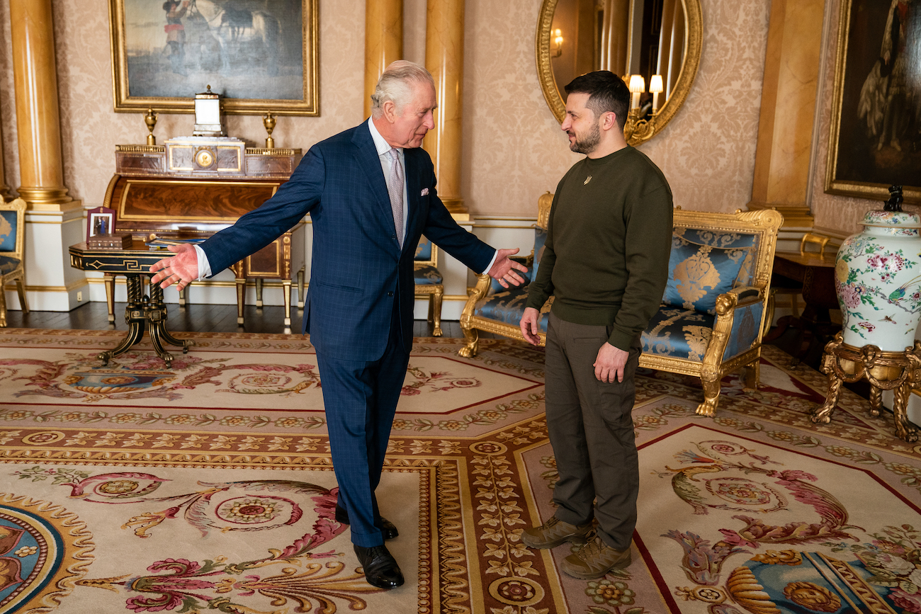 Ukrainian president Volodymyr Zelensky meets King Charles at Buckingham Palace City AM