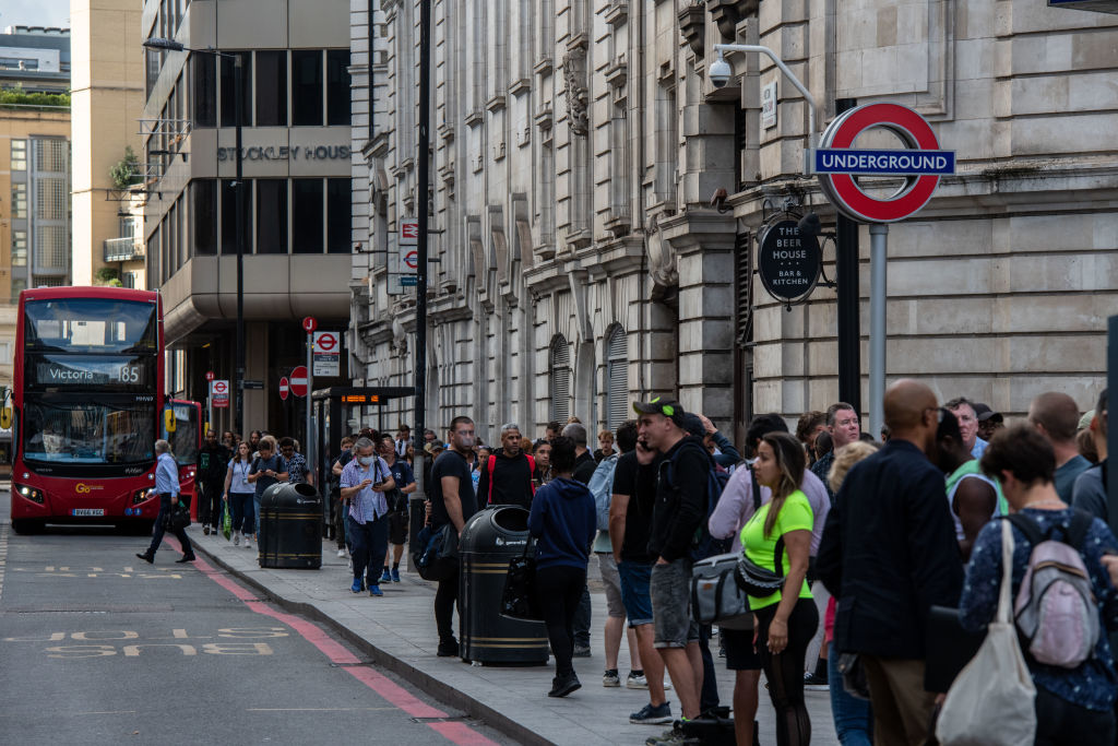 Londoners wait for the bus as tube strikes bring the capital to a standstill, Next week, London’s Tube will be effectively shut down as union members from the RMT and Unite leave their posts. (Photo by Chris J Ratcliffe/Getty Images)