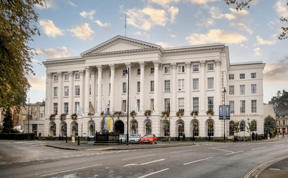 The Queen's Hotel in Cheltenham offers Regency-era grandeur in the festival town