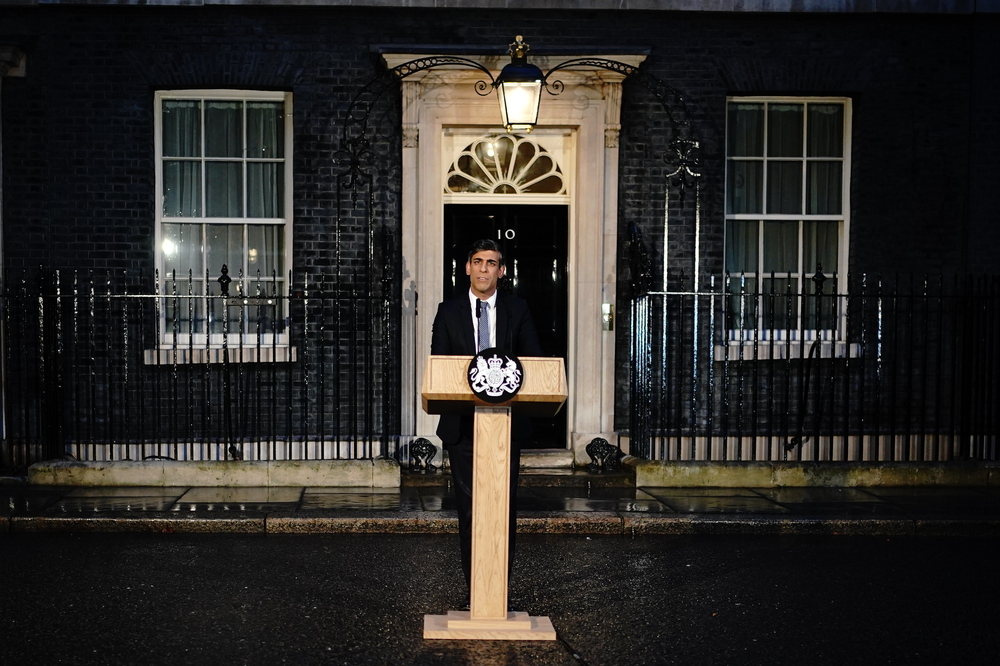 Prime Minister Rishi Sunak giving a press conference in Downing Street, London. Photo credit: PA Wire