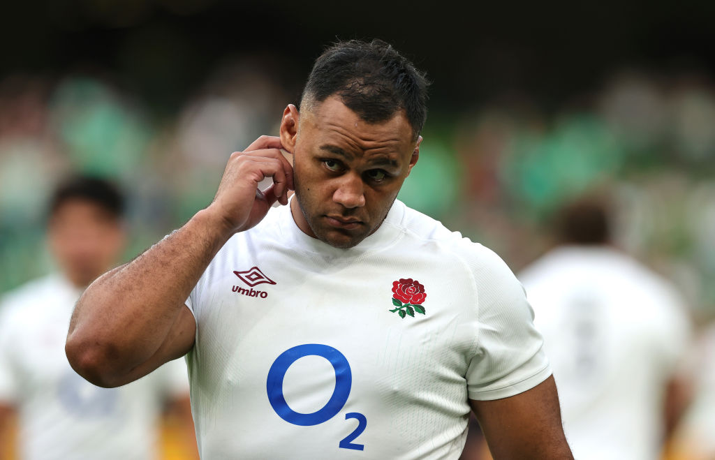 DUBLIN, IRELAND - AUGUST 19:  Billy Vunipola of England, who had a yellow card upgraded to red by the bunker system, walks off the pitch after his teams defeat during the Summer International match between Ireland and England at the Aviva Stadium on August 19, 2023 in Dublin, Dublin. (Photo by David Rogers/Getty Images)