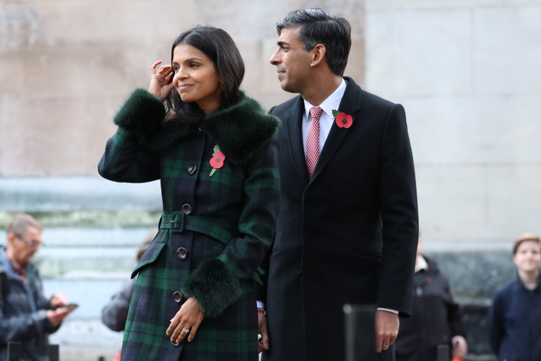 Rishi Sunak and his wife Akshata Murty are worth more than £650m, the Sunday Times Rich List has revealed. Photo: PA