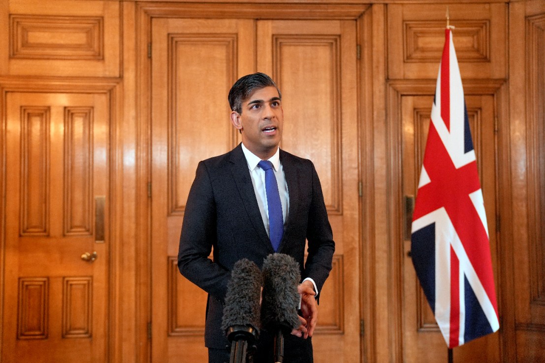 Prime Minister Rishi Sunak issues a statement at 10 Downing Street, London, after British and US forces struck Houthi targets in Yemen in the fifth combined operation since January (Yui Mok/PA Wire).