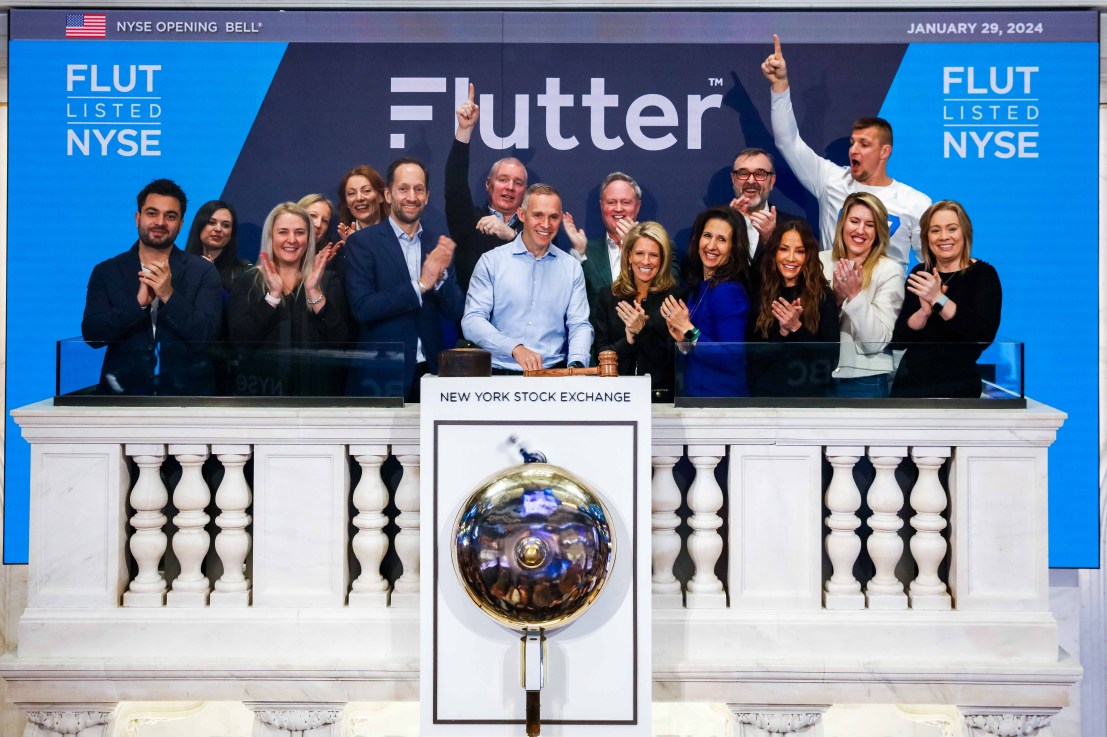 Flutter Entertainment (NYSE: FLUT) Rings The Opening Bell®

The New York Stock Exchange welcomes Flutter Entertainment (NYSE: FLUT), today, Monday, January 29, 2024, in celebration of its listing. To honor the occasion, Peter Jackson, Chief Executive Officer, joined by Lynn Martin, NYSE President, rings The Opening Bell®.

Photo Credit: NYSE