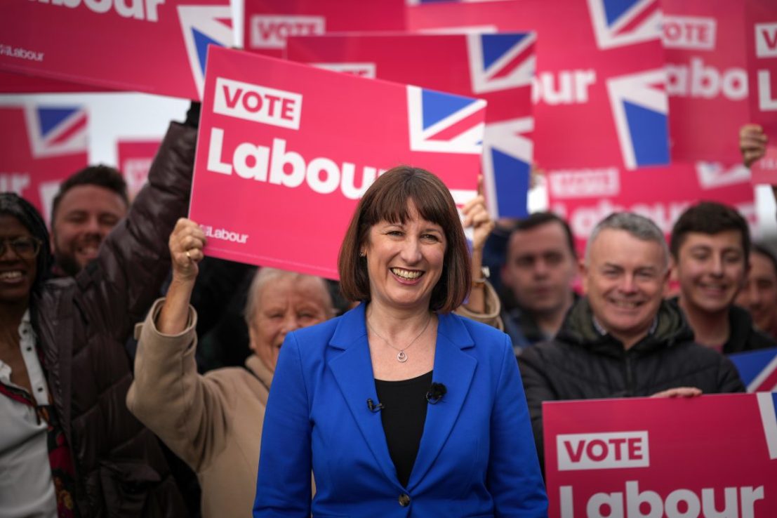 BLACKPOOL, ENGLAND - APRIL 05: Labour's shadow chancellor Rachel Reeves campaigns at Blackpool Cricket Club on April 05, 2024 in Blackpool, England. Labour's Shadow Chancellor was joined by Labour's Shadow Paymaster General Jonathan Ashworth and Labour's by-election candidate Chris Webb to unveil the party's poster campaign on the 'Tory Tax Double Whammy'. The by-election, slated for May 2nd, follows the resignation of Scott Benton, the former independent MP for Blackpool South, who stepped down in March, in the wake of his suspension from the Conservatives amidst a lobbying scandal.  (Photo by Christopher Furlong/Getty Images)