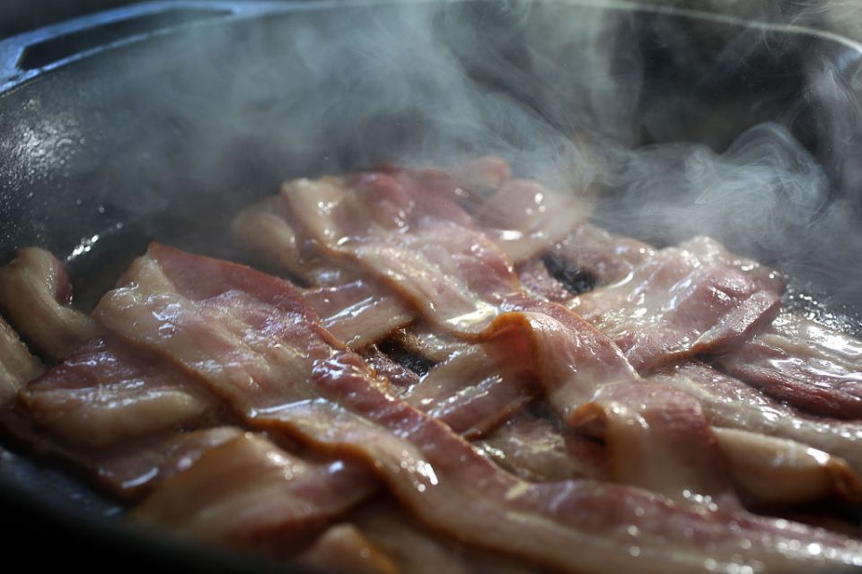 Bacon sizzling
