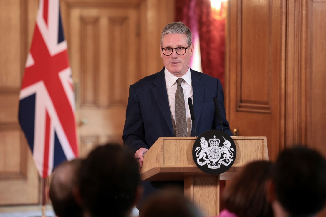 Prime Minister Sir Keir Starmer speaks during a press conference after his first Cabinet meeting at 10 Downing Street, London, following the landslide General Election victory for the Labour Party. Picture date: Saturday July 6, 2024. PA Photo. See PA story POLITICS Election. Photo credit should read: Claudia Greco/PA Wire