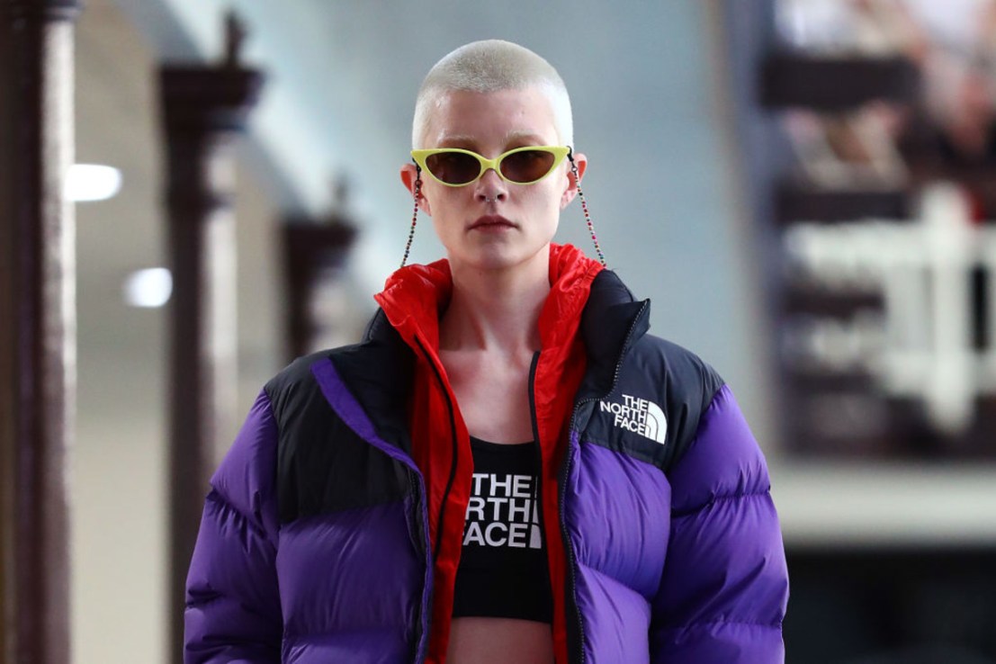 A model showcases designs by The North Face during the Poolside Runway at Melbourne Fashion Week at Melbourne City Baths on September 04, 2019 in Melbourne, Australia. (Photo by Kelly Defina/Getty Images)