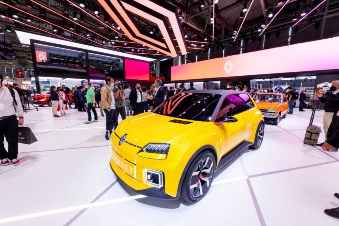 A Renault 5 car is presented at the Renault stand during the Munich Motor Show. Photo: Getty