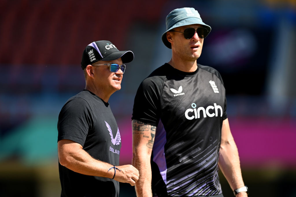 Andrew Flintoff (right) is in contention to replace Matthew Mott (left) as England men's white-ball coach