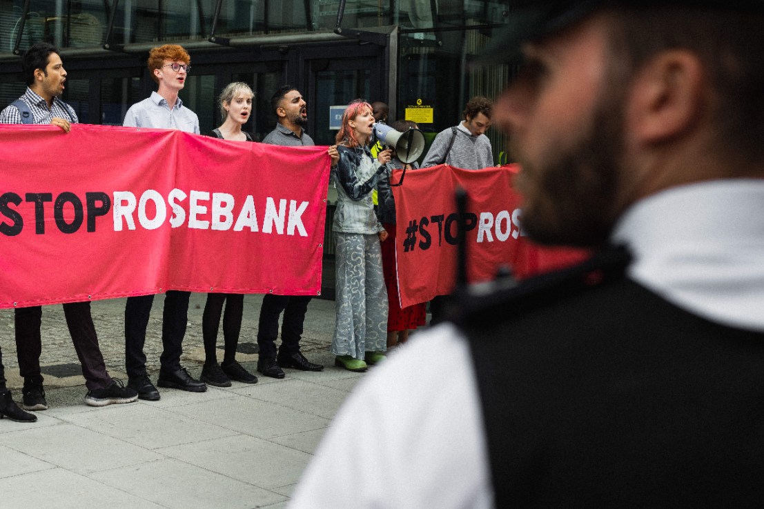 Stop Rosebank protesters before the legal challenge was lodged  