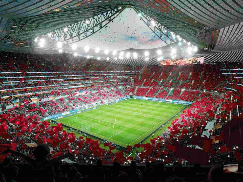 Each end of the Grand Stade Hassan II will hold almost 30,000 football fans