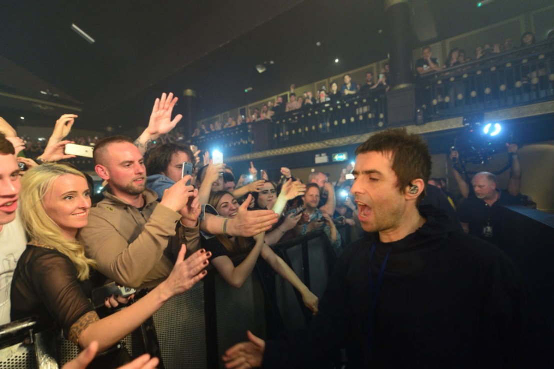 Liam Gallagher greets fans at The O2 Ritz Manchester on May 30, 2017 in Manchester, England.