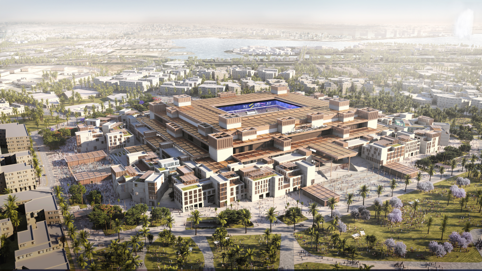 Render of King Abdullah Economic City Stadium