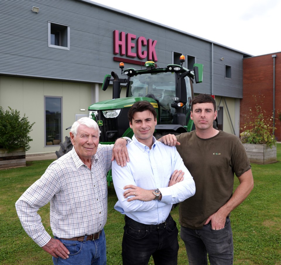 Heck! sales director Jamie Keeble with his Grandpa David Robinson and his brother Guy Keeble