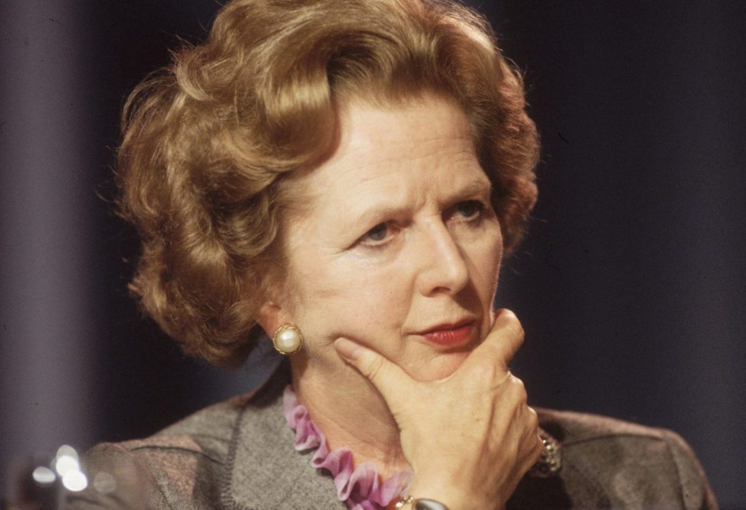 October 1985:  British prime minister Margaret Thatcher looking pensive at the Conservative Party Conference in Blackpool.  (Photo by Hulton Archive/Getty Images)