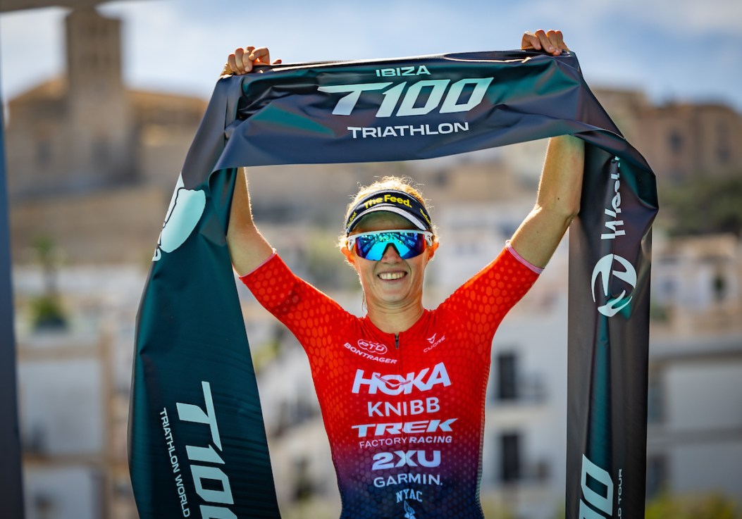 Taylor Knibb won the women's race at the Ibiza T100 Triathlon by more than a minute and a half (Photo: That Cameraman/T100)