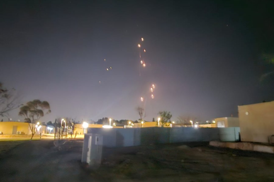 Photo issued by Simon King of explosions over Kibbutz Hatzerim in Israel. Issue date: Tuesday October 1, 2024. (Simon King/PA Wire)