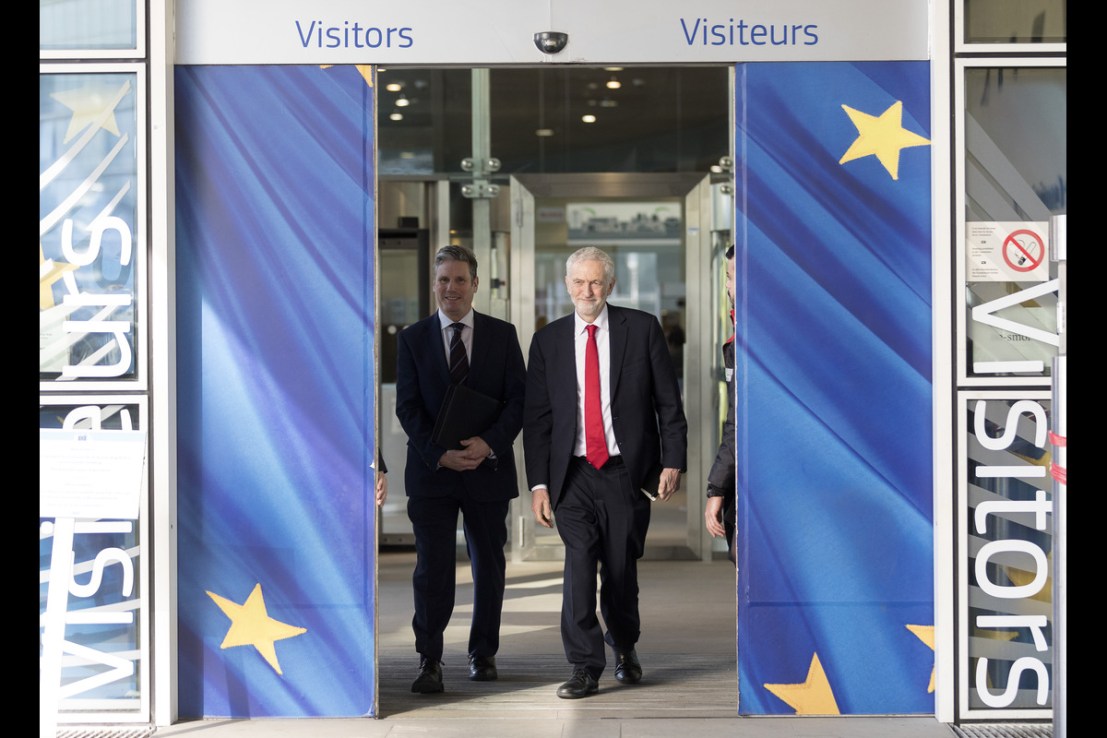 Keir Starmer visited Brussels with Jeremy Corbyn in 2019, when he was then the party's Brexit spokesperson (Photo by Thierry Monasse/Getty Images)