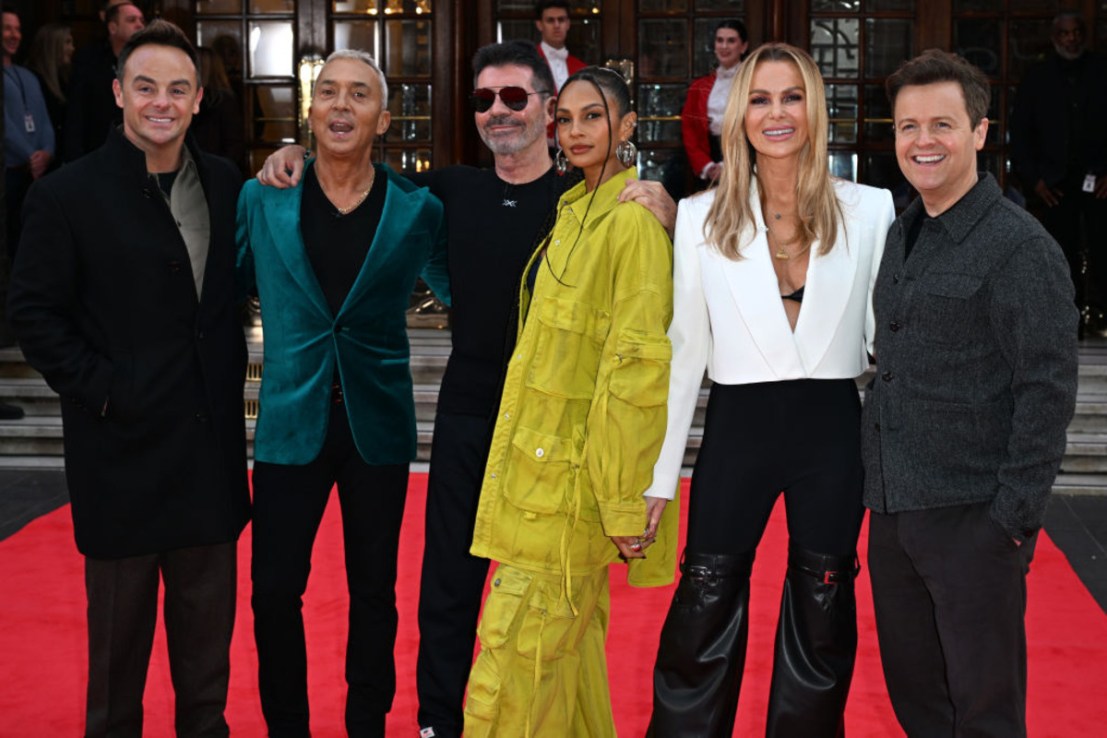 Anthony McPartlin, Bruno Tonioli, Simon Cowell, Alesha Dixon, Amanda Holden and Declan Donnelly attend the Britain's Got Talent 2024 photocall on January 25, 2024 in London, England. (Photo by Kate Green/Getty Images)