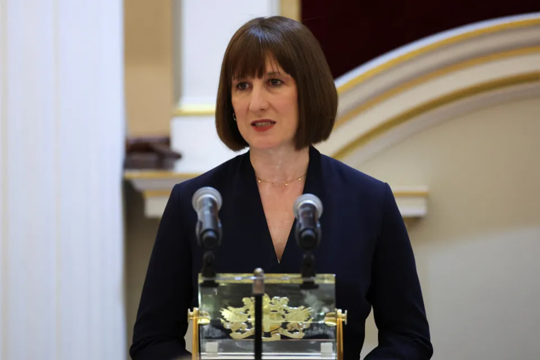 Chancellor Rachel Reeves at her first Mansion House speech on 14 November. Photo credit: Isabel Infantes/PA Wire