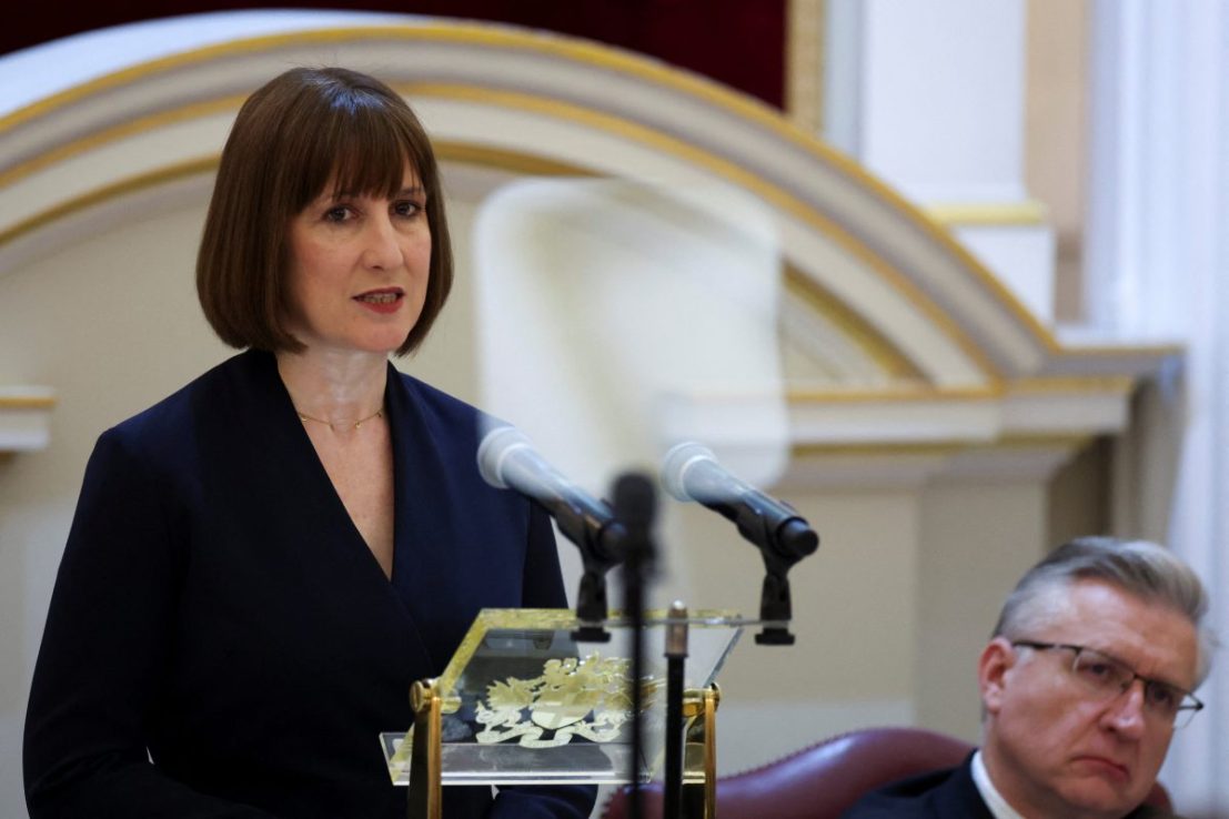 Chancellor of the Exchequer Rachel Reeves delivers her first Mansion House speech on financial services in the City of London. Isabel Infantes/PA Wire