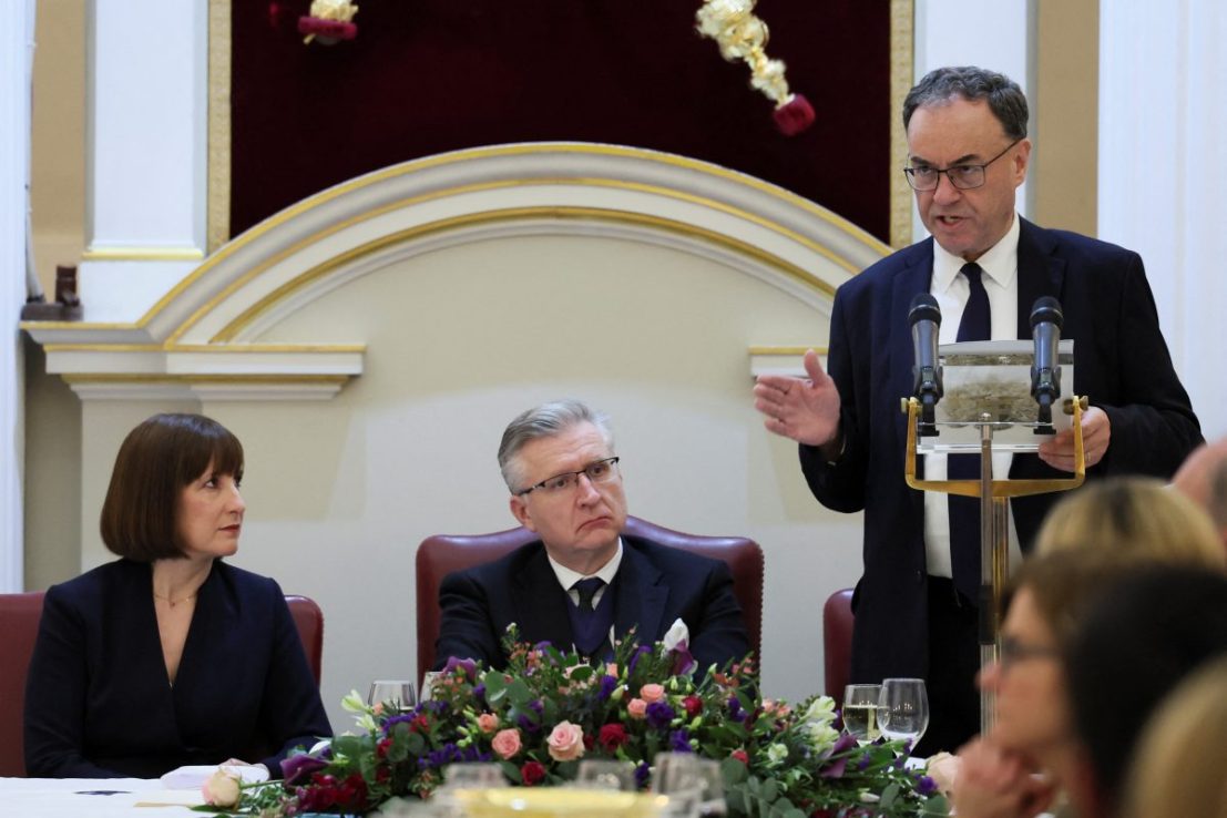 Andrew Bailey, the Governor of the Bank of England, delivers a speech to the Financial and Professional Services Dinner. Thursday November 14, 2024. Isabel Infantes/PA Wire