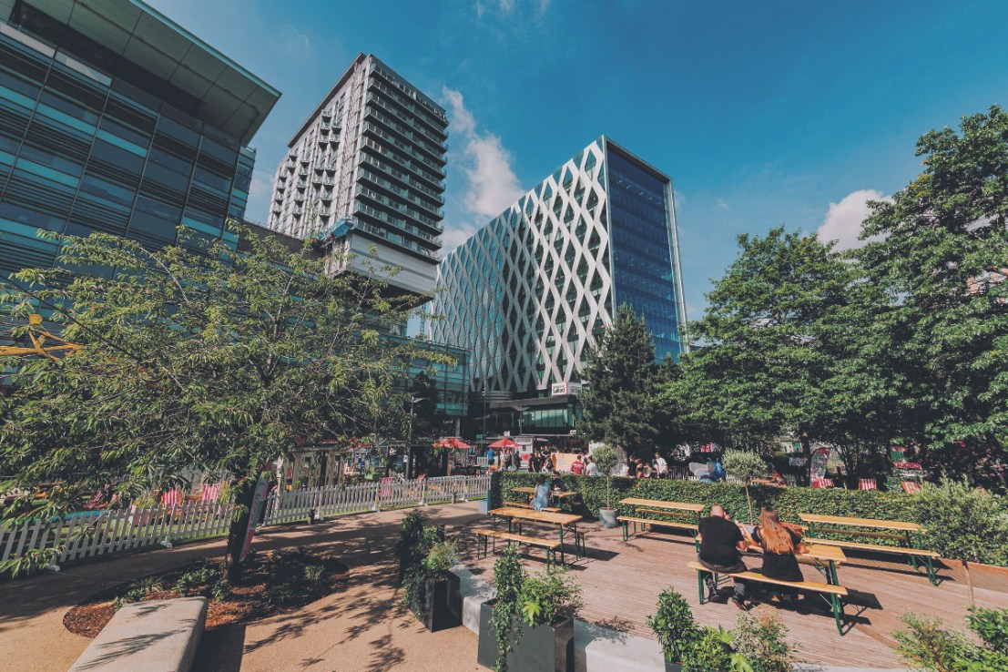 Property developer Landsec reported strong demand for premium office space in central London, as firms react to the message of interest rates being "higher for longer." (Landsec media city)