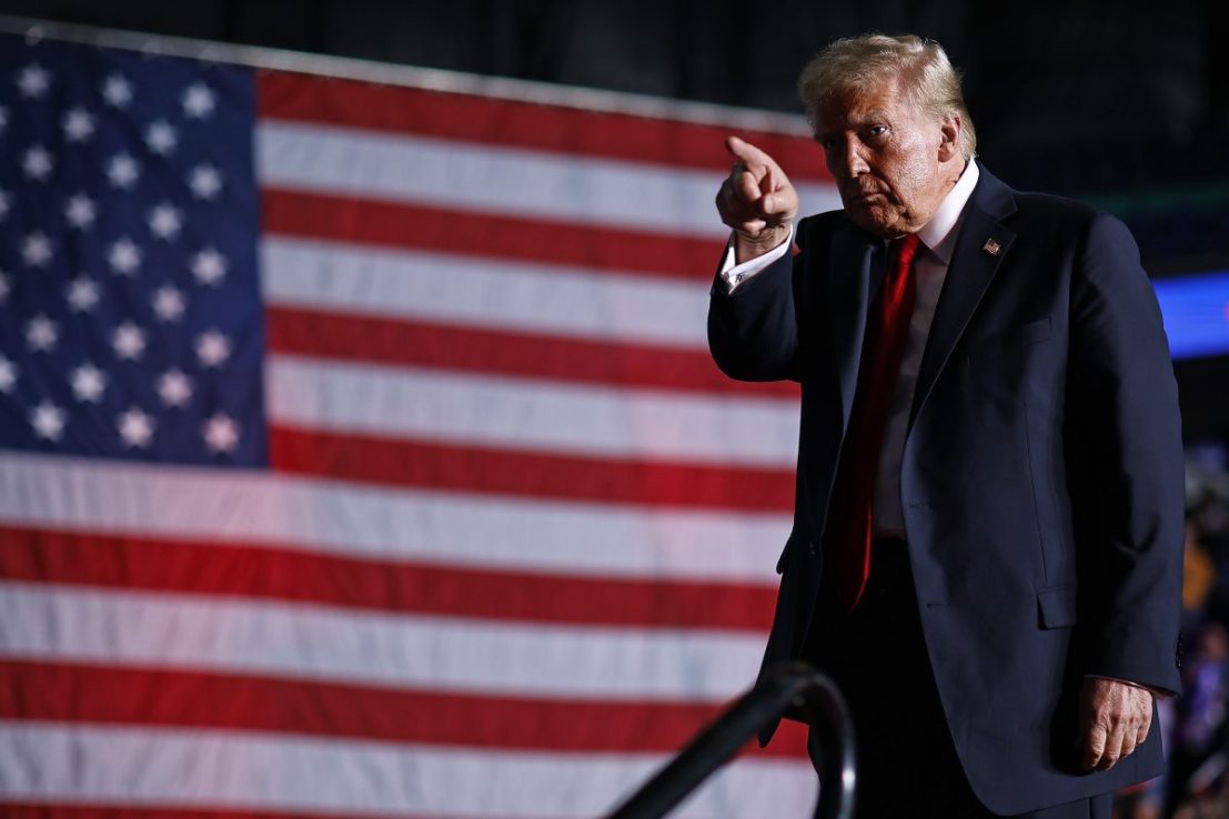 GREENSBORO, NORTH CAROLINA - NOVEMBER 02: Republican presidential nominee, former President Donald Trump walks off stage at the conclusion of a campaign rally at First Horizon Coliseum on November 02, 2024 in Gastonia, North Carolina. With three days until the election, Trump is campaigning for re-election in the battleground state of North Carolina, where recent polls have the former president and his opponent, Democratic nominee, Vice President Kamala Harris in a dead heat.  (Photo by Chip Somodevilla/Getty Images)