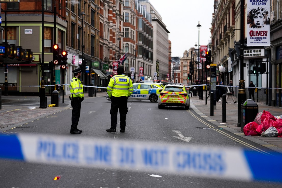 Man arrested on suspicion of attempted murder after car hits pedestrians in London’s West End