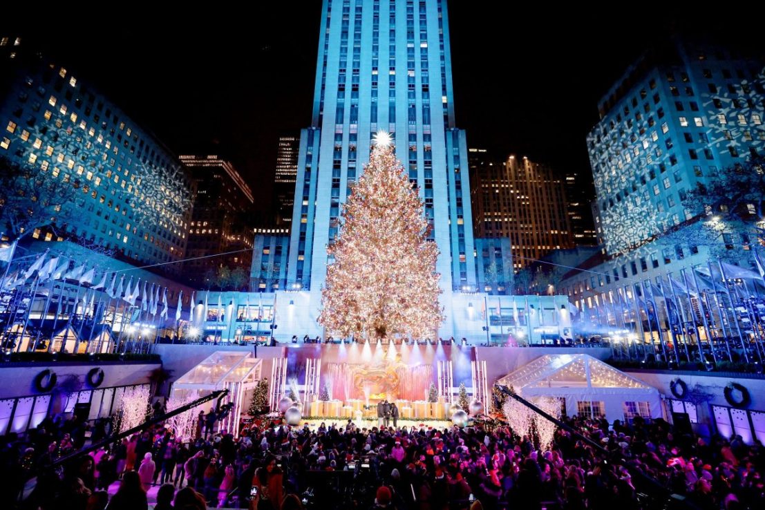  A view of Rockefeller Center during the Rockefeller Center Christmas Tree Lighting Ceremony in New York City. (Photo by Dimitrios Kambouris/Getty Images)