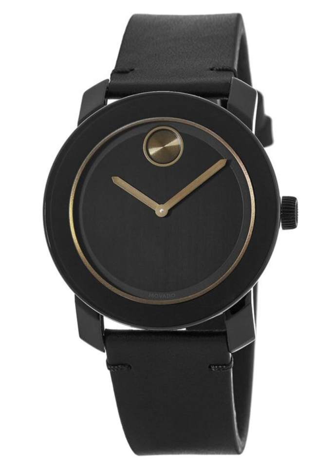 Movado Bold 42mm Black Leather Strap