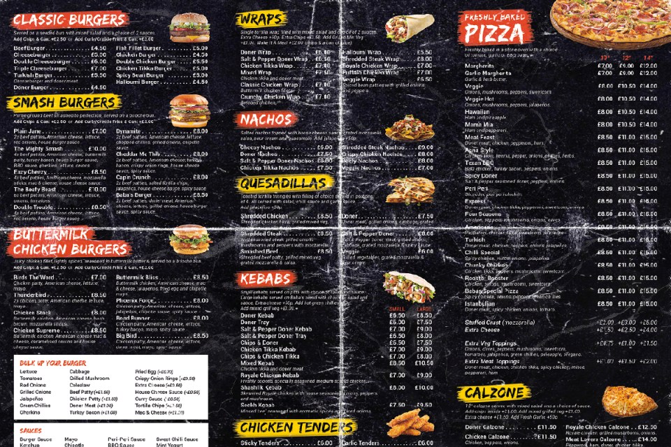 A takeaway menu for Baba's in Perth