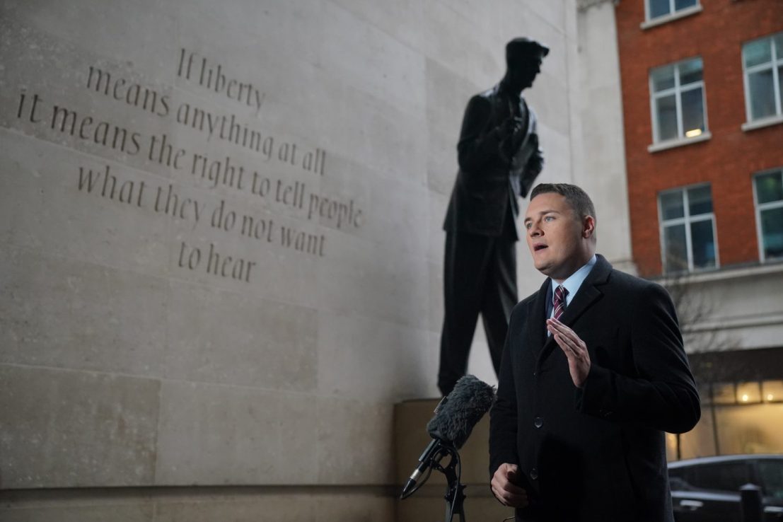 Health Secretary Wes Streeting speaks to the media outside BBC Broadcasting House in London, after appearing on the BBC One current affairs programme, Sunday with Laura Kuenssberg. Picture date: Sunday January 5, 2025. PA Photo. See PA story POLITICS Grooming. Photo credit should read: Jonathan Brady/PA Wire