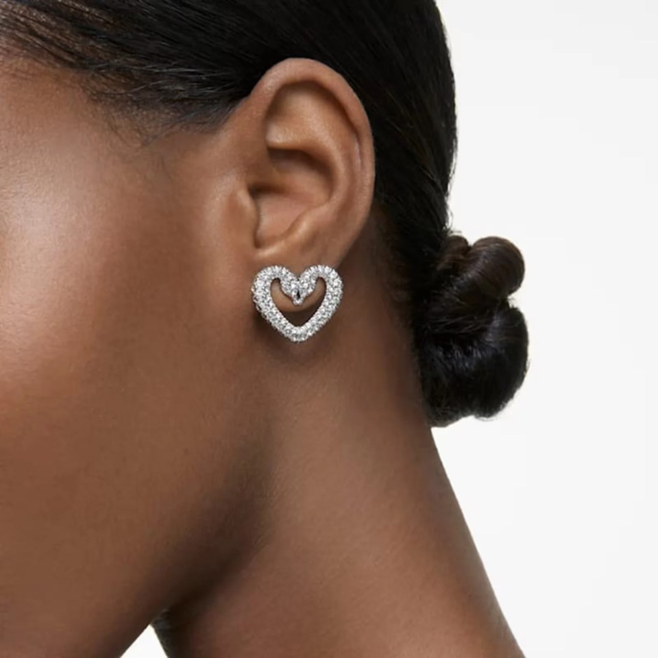 SWAROVSKI – Silver Una Cubic Zirconia Heart Swan Stud Earrings from Goldsmith